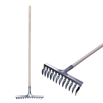 Gyepgereblye Strend Pro R108A.WH, 12 fogú, levegőztető, gyepszellőztető, fa nyél