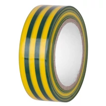 Szalag E130YGR, zöldessárga, szigetelő, ragasztó, 19 mm, Hossz: 10 m, PVC