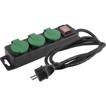 Kábel Strend Pro FS0701, 5 m hosszúságú, hosszabbító, 3x aljzat + kapcsoló, IP44