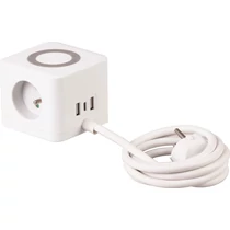 Kábel Strend Pro, hosszabbító, kocka alakú, USB-C + A, vezeték nélküli töltés, 1,4 m, Wireless