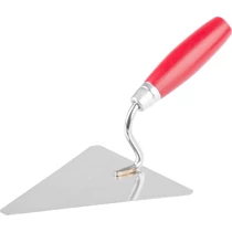 Kőműveskanál Strend Pro Premium, fa nyéllel és fém véggel, háromszög, 180 mm, 1 mm, rozsdamentes acé