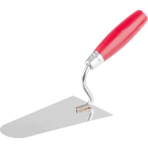 Kőműveskanál Strend Pro Premium, fa nyéllel és fém véggel, kerek, 160 mm, 1 mm, rozsdamentes acél