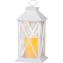 Lámpás MagicHome Karácsonyi, LED meleg fehér, 3xAAA, műanyag, időzítő, fehér, 14x14x32.2 cm, mozgó l