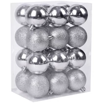 Gömbök MagicHome Karácsony, 24 db, ezüst, vegyes, karácsonyfára, 6 cm