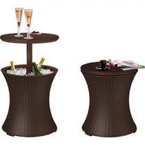 Bár Keter® COOL BAR RATTAN, barna, multifunkciós, kerti asztal, kerek, 490x490x570/820 mm