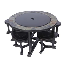 Grill és tűzrakóhely Strend Pro Grill, fém, 4 szék, 3 az 1-ben, 105x75 cm, faszén, kerti
