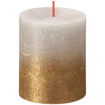 Gyertya Bolsius Rustic, henger alakú, karácsonyi, Sunset Sandy Grey+ Gold, 80/68 mm