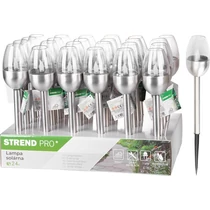 Lámpa Strend Pro Candle, napelemes, 1x LED, rozsdamentes acél, 6x28 cm, Kiszerelés 24 db
