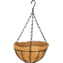 Akasztó Strend Pro, virágtartó, acél/kókusz, függő, lánccal és kampóval, 20 cm