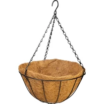 Akasztó Strend Pro, virágtartó, acél/kókusz, függő, lánccal és kampóval, 30 cm