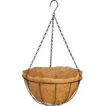 Akasztó Strend Pro, virágtartó, acél/kókusz, függő, lánccal és kampóval, 35 cm
