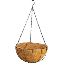 Akasztó Strend Pro, virágtartó, acél/kókusz, függő, lánccal és kampóval, 40 cm