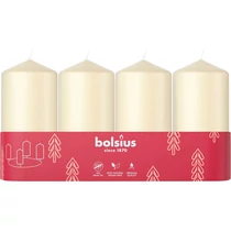 Gyertyák Bolsius Pillar Advent Karácsonyi, krémszínű, 48/100 mm, csomag 4 db