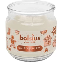 Gyertya Bolsius Large Jar, Cookie Fever, illatos, karácsonyi, bézs, 100x98 mm, üvegben