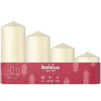 Gyertyák Bolsius Pillar Advent Karácsonyi, krémszínű, 60/80/100/120x48 mm, csomag 4 db