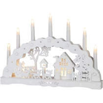 Dekoráció MagicHome Karácsony, házikó, műanyag, 10xLED meleg fehér, 45x5.2x31 cm, 2xAA