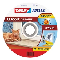 Tömítés tesamoll® D profil, 9 mm, fehér, L-100 m, ablakokhoz és ajtókhoz