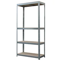 Polc Racks, fém, MDF, 4 polcos, 750x300x1500 mm, max. 150 kg/polc