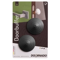 Kilincsütköző DOORBUFFER, öntapadós, falra szerelhető ütköző, műanyag, ajtóhoz, grafit, csomag. 2 db