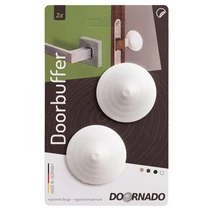 Kilincsütköző DOORBUFFER, öntapadós, falra szerelhető ütköző, műanyag, ajtóhoz, fehér, csomag. 2 db