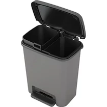 Szemetes KIS Compatta recycling, 2x 11 literes, fekete/szürke, 28x38x43 cm, pedállal