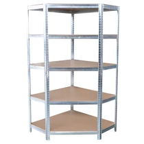 Polc Racks RAT80, sarok, fém, MDF, 5 polcos, 180x90x40 cm, max. 150 kg/polc