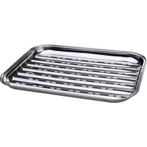 Tálca MagicHome, grillezéshez, téglalap alakú, perforált, rozsdamentes acél, 24,3x34,3x2,4 cm