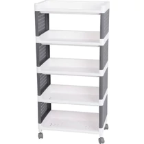 Polc MagicHome Rolly, műanyag, 5 polcos, 49x29x97 cm, görgős