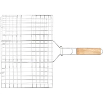 Grillrács Strend Pro Grill, húshoz fa fogantyúval, 49x35x1,5 cm
