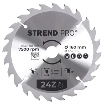 Tárcsa Strend Pro TCT, 160x2.2x20/16 mm, 24T, fához, fűrész, SK lapkák