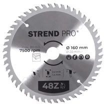 Tárcsa Strend Pro TCT, 160x2.2x20/16 mm, 48T, fához, fűrész, SK lapkák