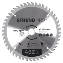 Tárcsa Strend Pro TCT, 165x2.2x20/16 mm, 48Z, fához, fűrész, SK lapkák