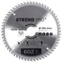Tárcsa Strend Pro TCT, 190x2.4x30/20 mm, 60T, fához, fűrész, SK lapkák