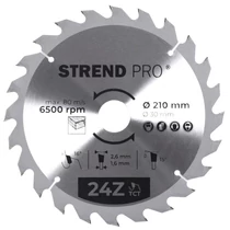 Tárcsa Strend Pro TCT, 210x2.6x30/20 mm, 24Z, fához, fűrész, SK lapkák
