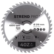 Tárcsa Strend Pro TCT, 210x2.6x30/20 mm, 40T, fához, fűrész, SK lapkák