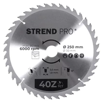 Tárcsa Strend Pro TCT, 250x3.0x30/20 mm, 40T, fához, fűrész, SK lapkák