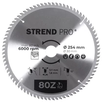 Tárcsa Strend Pro TCT, 254x3.0x30/20 mm, 80Z, fához, fűrész, SK lapkák