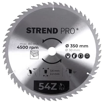 Tárcsa Strend Pro TCT, 350x3.6x30 mm, 54Z, fához, fűrész, SK lapkák