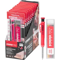 Ceruza Strend Pro Premium, klipsszel, acélhegy, ács, jelölő hegyezővel, 6 béllel, készlet