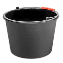 Vödör ReCycled®, 16 literes, építőipari, műanyag, műanyag fogantyú, fekete