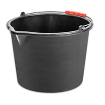 Vödör ReCycled®, 20 literes, építőipari, műanyag, műanyag fogantyú, kiöntővel, fekete