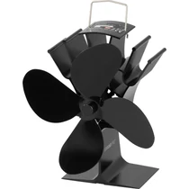 Ventilátor Strend Pro, kandalló, álló, hőhajtású, 4-lapátos, fekete