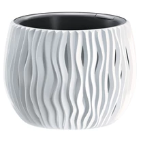 Virágcserép betéttel SANDY Bowl 240, 238x161 mm, fehér