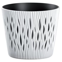 Virágcserép betéttel SANDY Round 190, 158x138 mm, fehér