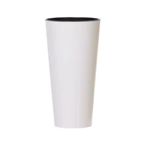 Virágcserép betéttel TUBUS Slim Shine, 400x762 mm, fehér