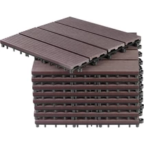 Teraszlap készlet, WPC fa hatású, burkolat, PP, 31x31x2, műanyag, barna és szürke szín, csomag. 9 db