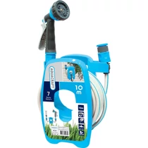 Tömlődob AQUACRAFT® 990490, készlet, 3/8"-os kerti tömlővel, 10 m, 7 mintás öntözőpisztollyal