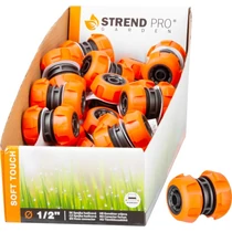 Csatlakozó Strend Pro SoftTouch 1/2", kerti tömlők összekötéséhez és javításához, 25 db-os display d