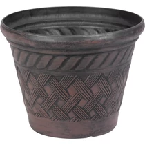 Virágcserép Strend Pro, 29x23 cm, sötétbarna, rattan mintás
