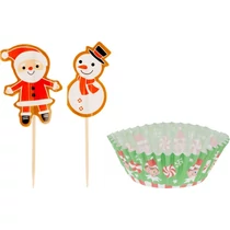 Papír és fogpiszkáló készlet MagicHome Karácsony, muffin sütéshez, 48 db-os készlet